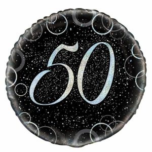 Milestone Balloons |   Glitz Silver 50Th Birthday 45Cm (18") Foil – Non Inflated Balloons Foil Balloons