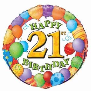 Milestone Balloons |   Happy 21St Birthday 18" 45.7Cm Round Foil Balloon – Non Inflated Balloons Foil Balloons