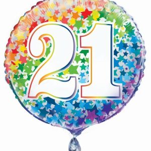 Milestone Balloons |   Rainbow 21St 45.7Cm (18") Foil Balloon – Non Inflated Balloons Foil Balloons