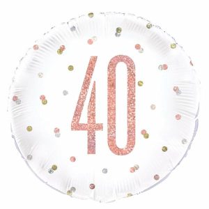 Milestone Balloons |   Rose Gold "40" 45Cm (18") Foil Prismatic Balloon – Non Inflated Balloons Foil Balloons