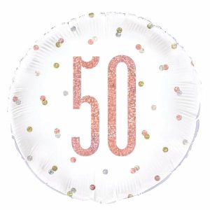 Milestone Balloons |   Rose Gold "50" 45Cm (18") Foil Prismatic Balloon – Non Inflated Balloons Foil Balloons