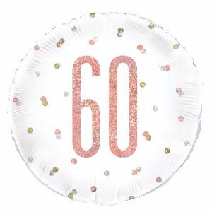 Milestone Balloons |   Rose Gold "60" 45Cm (18") Foil Prismatic Balloon – Non Inflated Balloons Foil Balloons