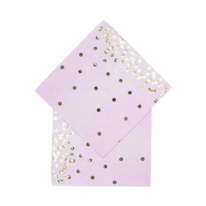 Napkins |   16 Pink Dot Foil Napkin Napkins Napkins