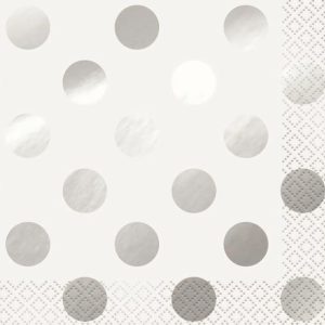 Napkins |   16Pk Small Silver Dots Napkins Napkins Napkins