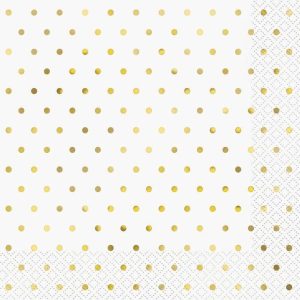 Napkins |   Foil Stamped Mini Dots Gold 16 Luncheon Napkins 2Ply 33Cm X 33Cm (13" X 13") Napkins Napkins