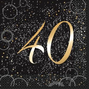 Napkins |   Glitz Gold 16 Foil Stamped "40" Luncheon Napkins 2Ply 33Cm X 33Cm (13" X 13") Napkins Napkins