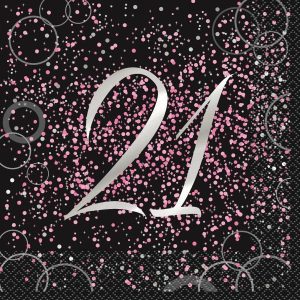 Napkins |   Glitz Pink 16 Foil Stamped "21" Luncheon Napkins 2Ply 33Cm X 33Cm (13" X 13") Napkins Napkins