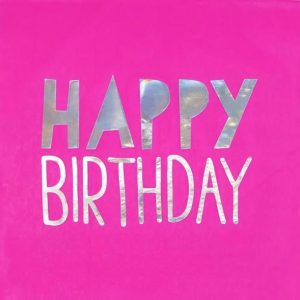 Napkins |   Happy Birthday 16 Neon Pink Foil Stamped Luncheon Napkins 2Ply 33Cm X 33Cm (13" X 13") Napkins Napkins