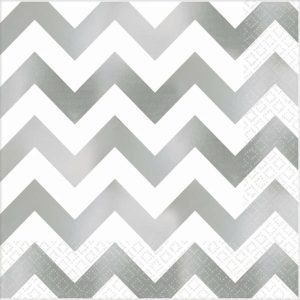 Napkins |   Premium Chevron Silver Hot-Stamped Lunch Napkins Napkins Napkins