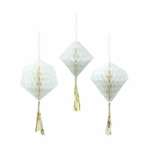 Party Favours |   3Pk White Honeycomb Decorations Decorations