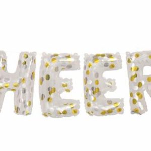 Party Favours |   "Cheers" Clear Confetti Filled 35.5Cm (14") Foil Letter Balloon Kit Party Favours Party Favours