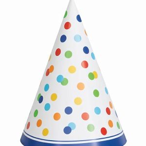 Party Favours |   Rainbow Polka Dot 8 Party Hats Party Favours Party Favours