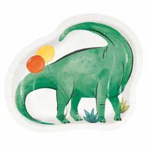 Plates, Bowls & Trays |   Partying Dino 8 X 21.5Cm (8.5") Dino Shaped Paper Plates Party Supplies Plates, Bowls & Trays