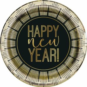 Plates, Bowls & Trays |   Roaring New Year 8 X 18Cm (7") Foil Stamped Paper Plates Party Supplies Plates, Bowls & Trays