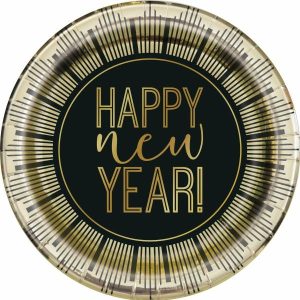 Plates, Bowls & Trays |   Roaring New Year 8 X 23Cm (9") Foil Stamped Paper Plates Party Supplies Plates, Bowls & Trays