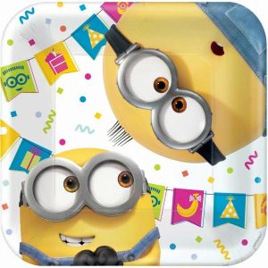 Plates, Bowls & Trays |   Pk 8 "Minions 2 7""/17Cm Square Plates Party Supplies Plates, Bowls & Trays