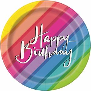 Plates, Bowls & Trays |   Balloons & Rainbow 8 X 18Cm (7") Paper Plates Party Supplies Plates, Bowls & Trays