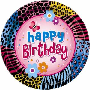 Plates, Bowls & Trays |   Wild Birthday 8 X 23Cm (9") Paper Plates Party Supplies Plates, Bowls & Trays