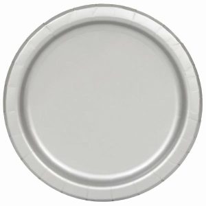 Plates, Bowls & Trays |   Silver 20 X 18Cm (7") Paper Plates Party Supplies Plates, Bowls & Trays