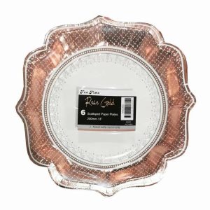 Plates, Bowls & Trays |   10" Rose Gold Print 260Mm Paper Plates Pk6 Party Supplies Plates, Bowls & Trays