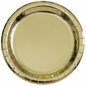 Plates, Bowls & Trays |   Gold Foil 8 X 18Cm (7") Round Paper Plates Party Supplies Plates, Bowls & Trays