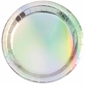 Plates, Bowls & Trays |   Iridescent Foil 8 X 18Cm (7") Round Paper Plates Party Supplies Plates, Bowls & Trays