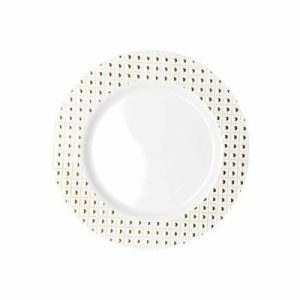 Plates, Bowls & Trays |   190Mm Heavy Duty Lunch Plate With Gold Dot Rim Pk 6 Party Supplies Plates, Bowls & Trays