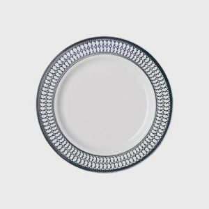 Plates, Bowls & Trays |   190Mm Heavy Duty Lunch Plate With Silver Blue Trim Party Supplies Plates, Bowls & Trays