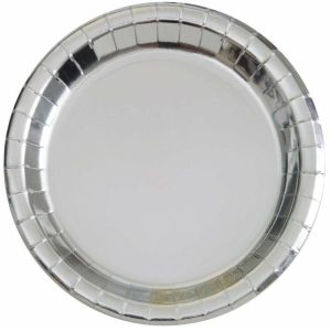 Plates, Bowls & Trays |   8 Pk Silver Paper Plates Party Favours Party Favours