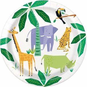 Plates, Bowls & Trays |   Animal Safari 8 X 23Cm (9”) Paper Plates Party Supplies Plates, Bowls & Trays