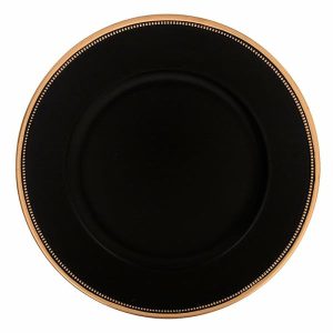 Plates, Bowls & Trays |   Black Charger Plate With Gold Edging 33Cm Party Supplies Plates, Bowls & Trays