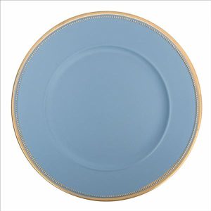 Plates, Bowls & Trays |   Blue Charger Plate With Gold Edging 33Cm Party Supplies Plates, Bowls & Trays