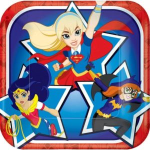 Plates, Bowls & Trays |   Dc Superhero Girls 17Cm Square Plates Party Supplies Plates, Bowls & Trays