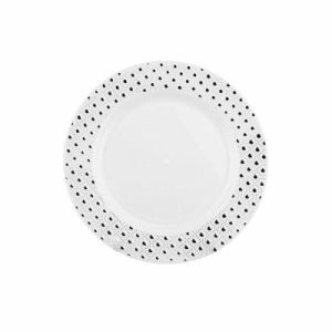 Plates, Bowls & Trays |   Heavy Duty Dinner Plate With Silver Dot Rim (6) – 260Mm Party Supplies Plates, Bowls & Trays