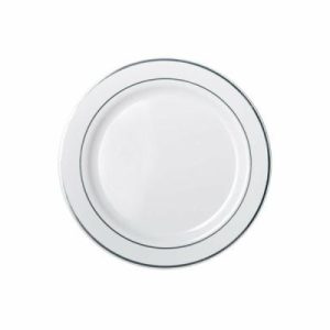 Plates, Bowls & Trays |   Heavy Duty Reusable 19Cm Lunch Plate With Silver Lining Party Supplies Plates, Bowls & Trays