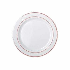 Plates, Bowls & Trays |   Heavy Duty Reusable 19Cm White Lunch Plate With Rose Gold Lining Party Supplies Plates, Bowls & Trays