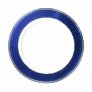 Plates, Bowls & Trays |   Heavy Duty Reusable 26Cm Dinner Plate With Silver Blue Trim Party Supplies Plates, Bowls & Trays