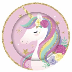 Plates, Bowls & Trays |   Mix Plates 8Pk Unicorn Party Supplies Plates, Bowls & Trays