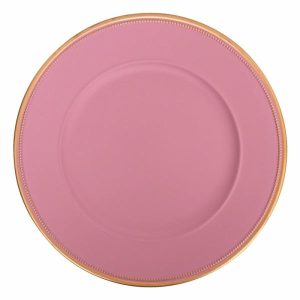 Plates, Bowls & Trays |   Pink Charger Plate With Gold Edging 33Cm Party Supplies Plates, Bowls & Trays