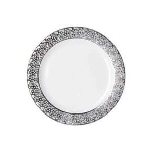 Plates, Bowls & Trays |   Pk 6 Heavy Duty 19Cm Lunch Plate With Lace Silver Design Party Supplies Plates, Bowls & Trays