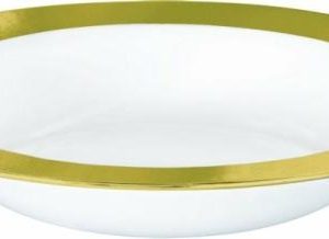 Plates, Bowls & Trays |   Premium Plastic Bowls 354Ml White With Gold Border Party Supplies Plates, Bowls & Trays