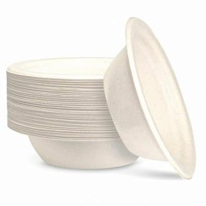 Plates, Bowls & Trays |   Sugarcane Bowls 160Mm White P50 Party Supplies Plates, Bowls & Trays