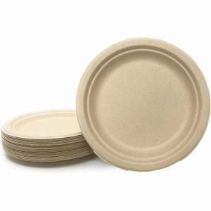 Plates, Bowls & Trays |   Sugarcane Lunch Plates 180Mm Natural P50 Party Supplies Plates, Bowls & Trays