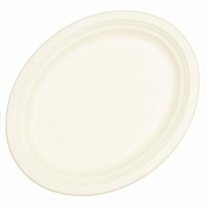 Plates, Bowls & Trays |   Sugarcane Oval Plates 325X260Mm White P10 Party Supplies Plates, Bowls & Trays