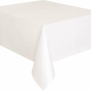 Table Covers |   Bright White Plastic Tablecover Rectangle Party Supplies Table Covers