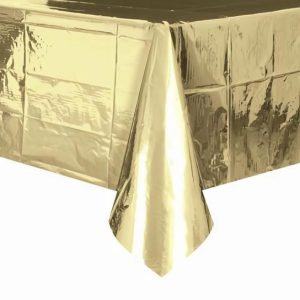 Table Covers |   Metallic Gold Plastic Tablecover Rectangle 137Cm X 274Cm (54" X 108") Party Supplies Table Covers