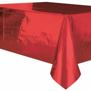 Table Covers |   Metallic Red Plastic Tablecover Rectangle 137Cm X 274Cm (54" X 108") Party Supplies Table Covers