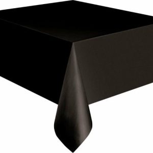 Table Covers |   Midnight Black Unique Plastic Tablecover Rectangle 137Cm X 274Cm (54" X 108") Party Supplies Table Covers