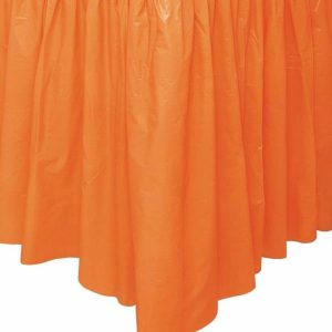 Table Covers |   Pumpkin Orange Plastic Tableskirt 73Cm X 4.3M (29" X 14′) Party Supplies Table Covers