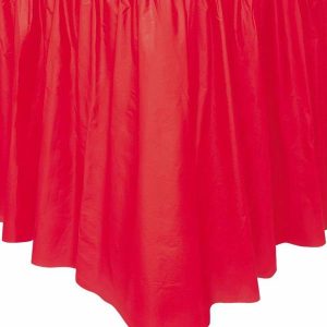 Table Covers |   Ruby Red Plastic Tableskirt 73Cm X 4.3M (29" X 14′) Party Supplies Table Covers